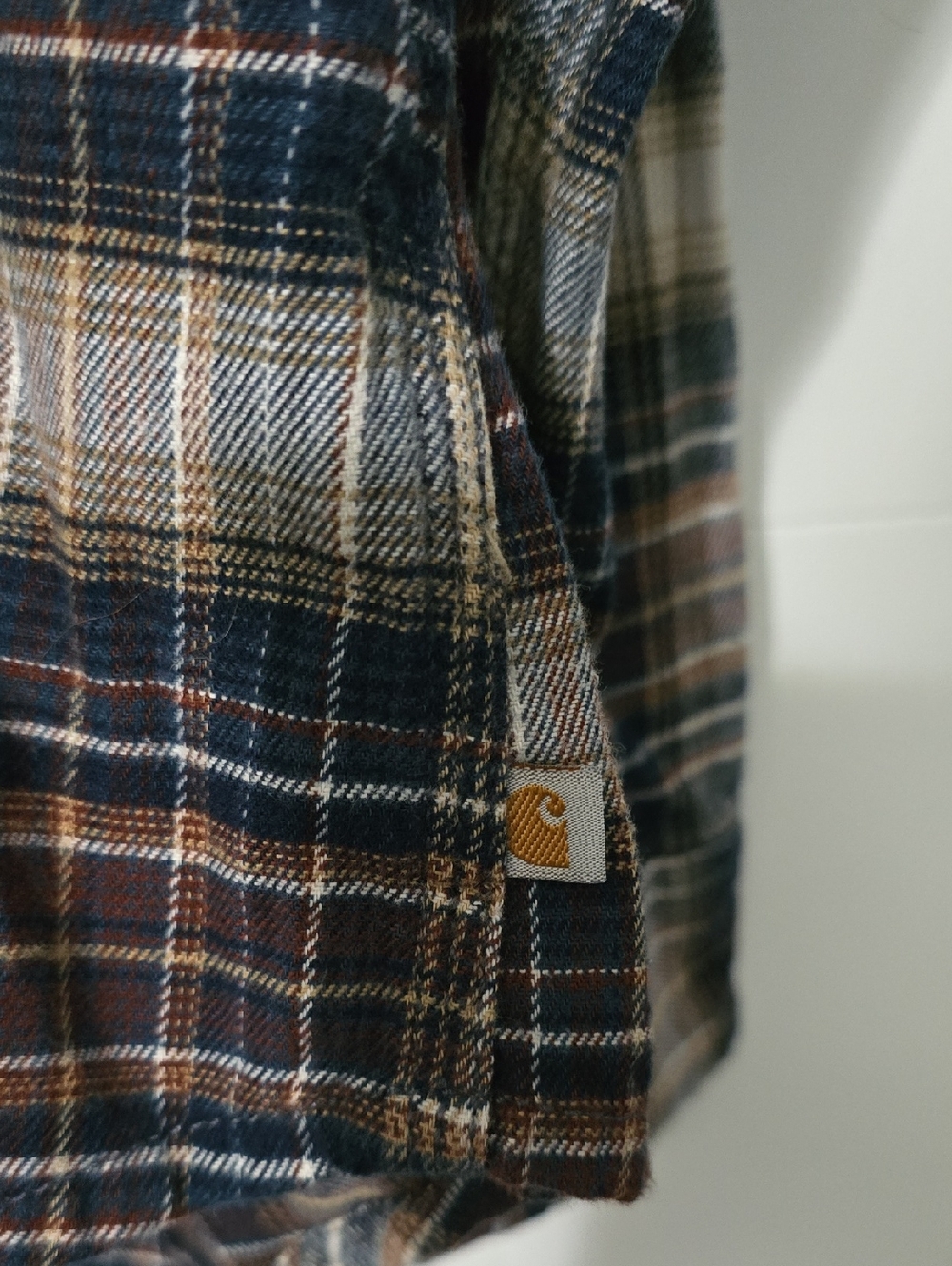 Carhartt Women’s Plaid Flannel Shirt - Navy, Brown, White - Picture 2 of 7